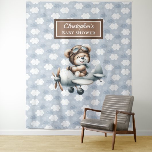 Pilotin "Chic Teddy Bear Blue Brown" Wandteppich (Beispiel)