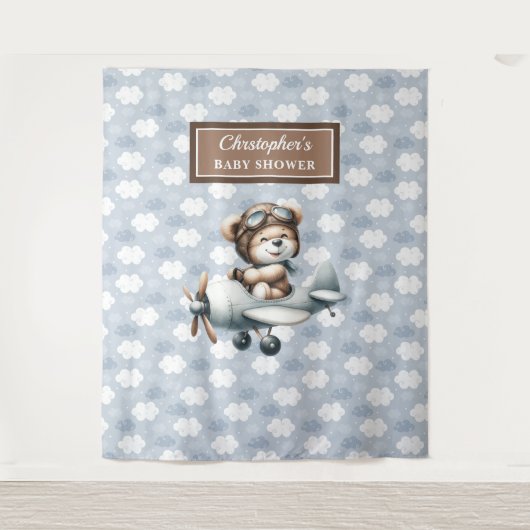 Pilotin "Chic Teddy Bear Blue Brown" Wandteppich (Vorderseite)