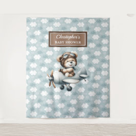 Pilotin "Chic Teddy Bear Blue Brown" Wandteppich