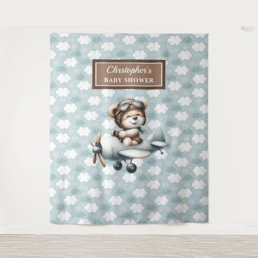 Pilotin "Chic Teddy Bear Blue Brown" Wandteppich (Vorderseite)