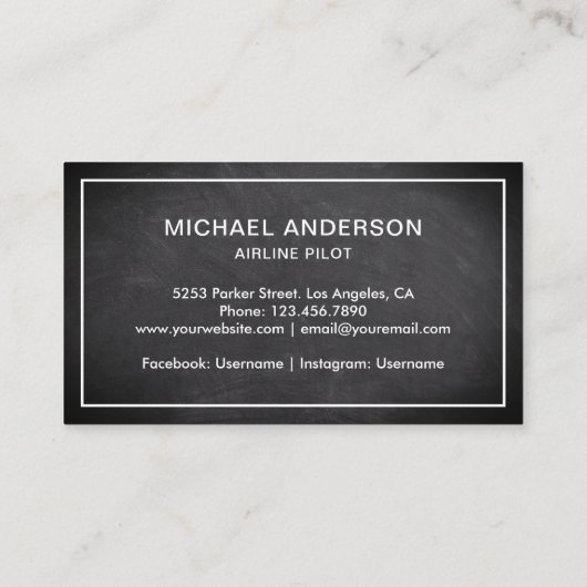 Pilotin für Flugzeugflugzeuge mit Kalkboard Jet Visitenkarte (Rückseite)