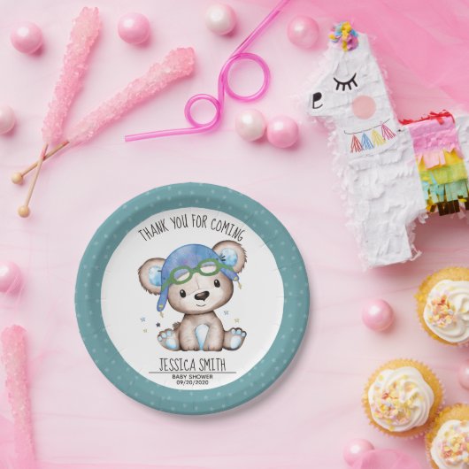 Pilotin für Wasserfarbe Teddy Bear Pappteller (Party)