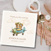 Pilotin für Wasserfarbenflugzeuge Teddy Bear Serviette