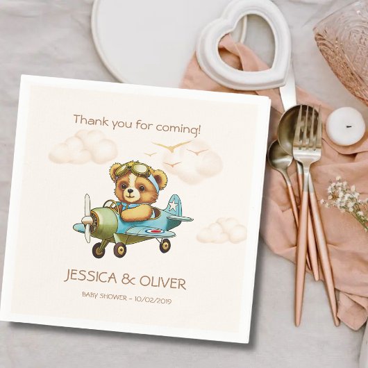 Pilotin für Wasserfarbenflugzeuge Teddy Bear Serviette