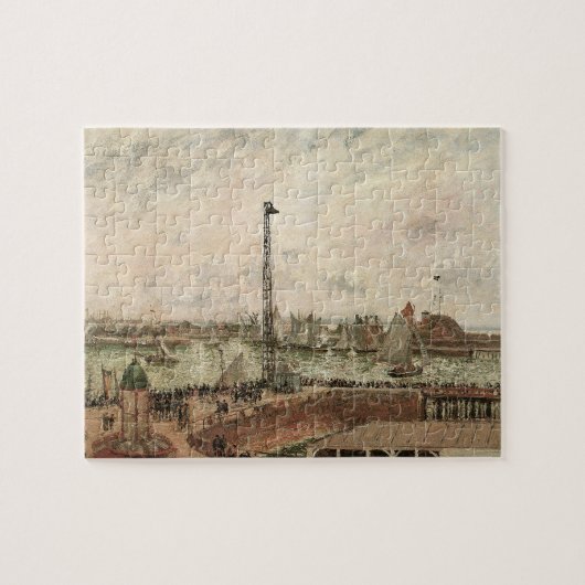 Pilotin Jetty, Le Havre, Misty von Camille Pissarr Puzzle (Horizontal)