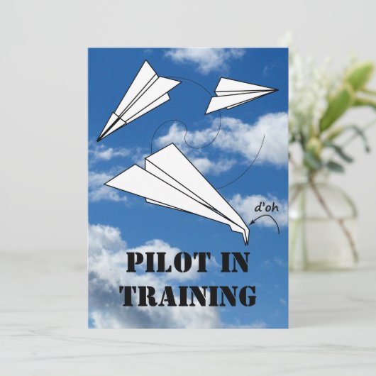 Pilotin mit Flugpapier Einladung (Stehend Vorderseite)