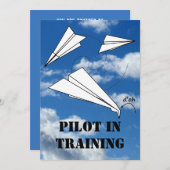 Pilotin mit Flugpapier Einladung (Vorne/Hinten)