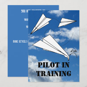 Pilotin mit Flugpapier Einladung