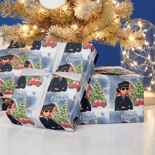 Pilotin mit Weihnachtsgeschenk Geschenkpapier (Feiertage)