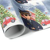 Pilotin mit Weihnachtsgeschenk Geschenkpapier (Rolleneckpunkt)