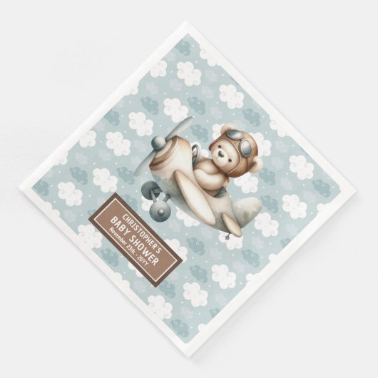 Pilotprogramm für braune Teddybären Napkins Person Serviette (Ecke)