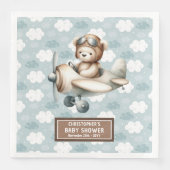 Pilotprogramm für braune Teddybären Napkins Person Serviette (Vorderseite)
