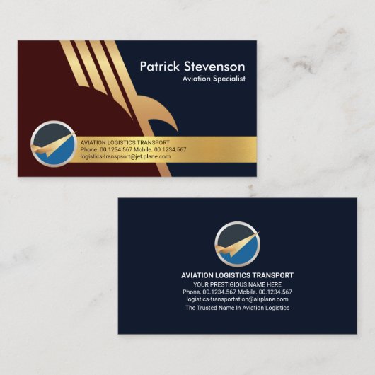 Pilotprogramm für Creative Gold Eagle Falcon Wings Visitenkarte (Vorne/Hinten)