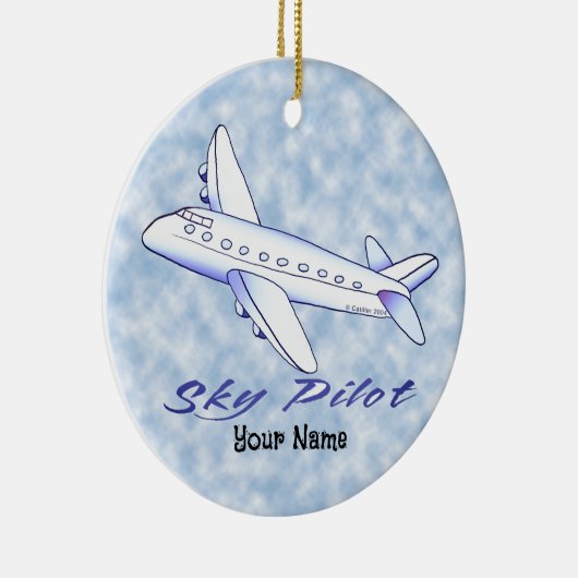 Pilotprogramm für den blauen Flugflieger Keramik Ornament (Rechts)