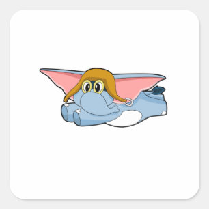 Pilotprogramm für Elefanten Quadratischer Aufkleber