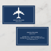 Pilotprogramm für Flugzeuge mit blauer weißer Jet Visitenkarte (Vorne/Hinten)