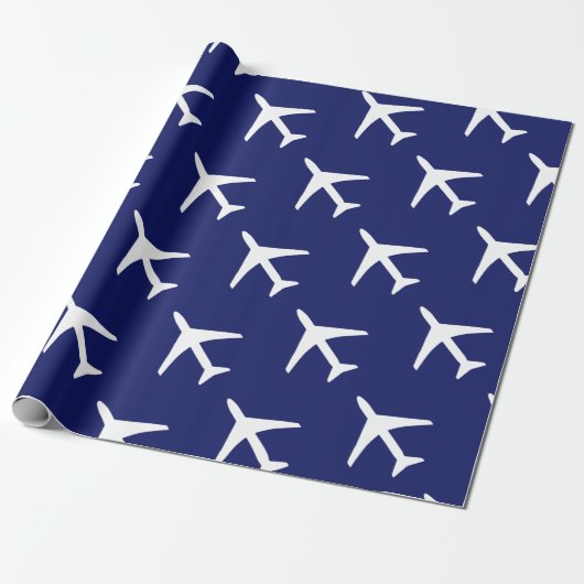 Pilotprogramm für Funky White Flugzeug Blue Backgr Geschenkpapier (Ungerollt)