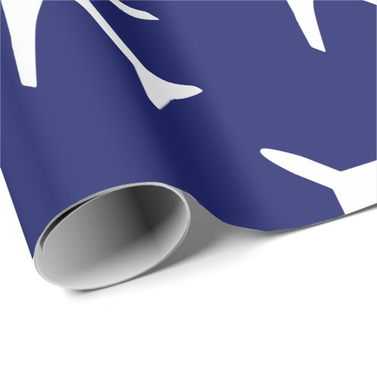 Pilotprogramm für Funky White Flugzeug Blue Backgr Geschenkpapier (Rolleneckpunkt)