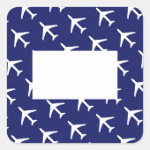 Pilotprogramm für Funky White Flugzeug Blue Backgr Quadratischer Aufkleber (Vorderseite)