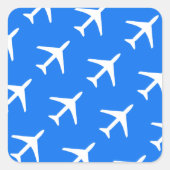 Pilotprogramm für Funky White Flugzeug Blue Backgr Quadratischer Aufkleber (Vorderseite)