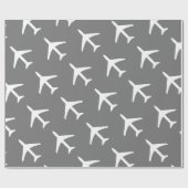 Pilotprogramm für Funky White Flugzeug Grauer Hint Geschenkpapier (Flach)