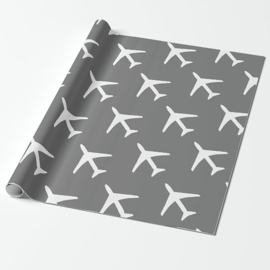 Pilotprogramm für Funky White Flugzeug Grauer Hint Geschenkpapier (Ungerollt)
