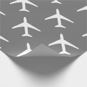 Pilotprogramm für Funky White Flugzeug Grauer Hint Geschenkpapier (Ecke)