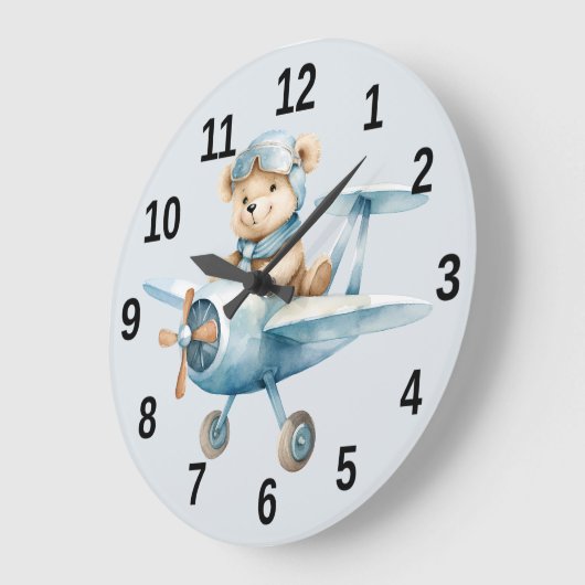 Pilotprogramm für glücklichen blauen Bären Große Wanduhr (Winkel)