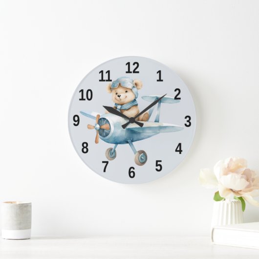 Pilotprogramm für glücklichen blauen Bären Große Wanduhr (Zuhause)