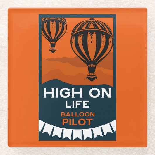 Pilotprogramm für Heißluftballon Glasuntersetzer (Vorderseite)