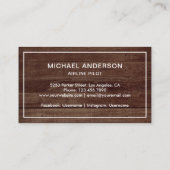 Pilotprogramm für Luftfahrzeuge mit rustikalem Hol Visitenkarte (Rückseite)