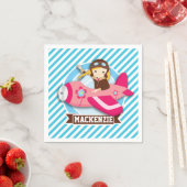 Pilotprogramm für Mädchen in rosa Flugzeug; Blaue  Serviette (Beispiel)