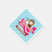 Pilotprogramm für Mädchen in rosa Flugzeug; Blaue  Serviette (Ecke)
