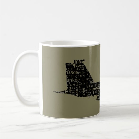 Pilotprogramm für militärische Kampfjets-Phonetic- Kaffeetasse (Links)