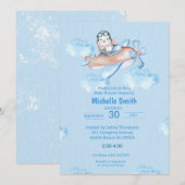 Pilotprogramm für niedliche Blaue Pinguine Einladung (Vorne/Hinten)