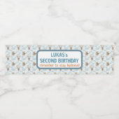 Pilotprogramm für niedliche Pastellblauer Wasserbä Wasserflaschenetikett (Einzelnes Label)