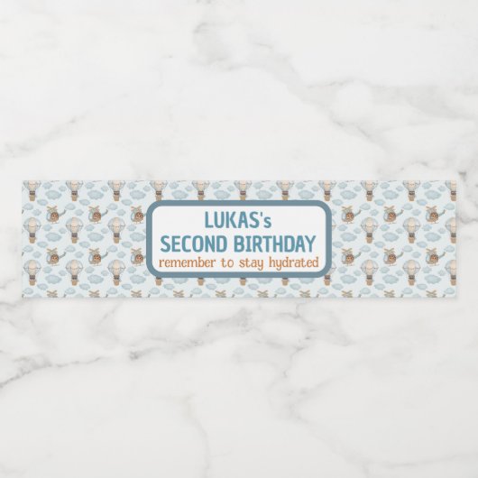 Pilotprogramm für niedliche Pastellblauer Wasserbä Wasserflaschenetikett (Einzelnes Label)