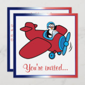 Pilotprogramm für Pinguine im Geburtstag Einladung (Vorne/Hinten)