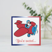 Pilotprogramm für Pinguine im Geburtstag Einladung (Stehend Vorderseite)