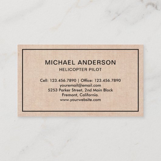 Pilotprogramm für rustikale Hubschrauber Visitenkarte (Rückseite)