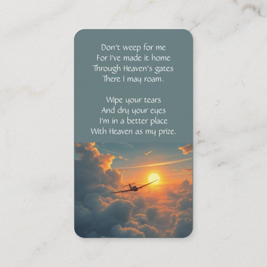 Pilotprogramm für Speicherkarten-Flugzeuge Visitenkarte (Rückseite)