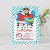 Pilotprogramm für Teddy Bear in Red Toy Airplane;  Einladung (Stehend Vorderseite)