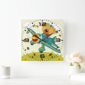 Pilotprogramm für Teddy Bear Quadratische Wanduhr (Zuhause)