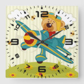 Pilotprogramm für Teddy Bear Quadratische Wanduhr (Vorderseite)
