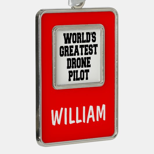 Pilotprogramm für weltbeste Drohne Rahmen-Ornament Silber (Rechts)