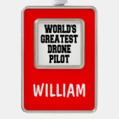 Pilotprogramm für weltbeste Drohne Rahmen-Ornament Silber (Vorderseite)