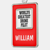 Pilotprogramm für weltbeste Drohne Rahmen-Ornament Silber (Links)