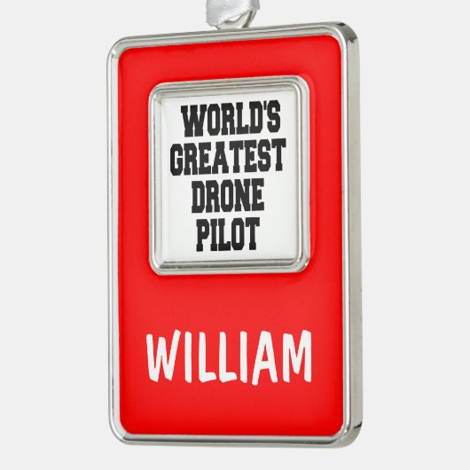 Pilotprogramm für weltbeste Drohne Rahmen-Ornament Silber (Links)