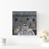 Pilots Cockpit Quadratische Wanduhr (Zuhause)