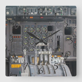 Pilots Cockpit Quadratische Wanduhr